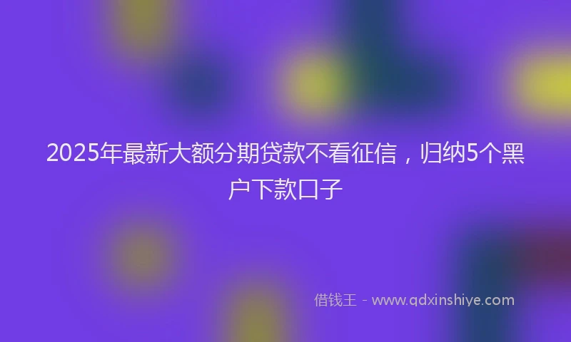 2025年最新大额分期贷款不看征信，归纳5个黑户下款口子