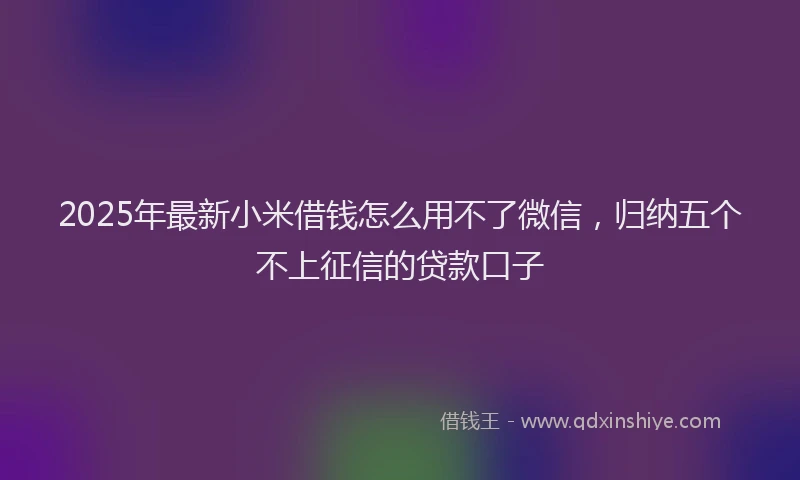 2025年最新小米借钱怎么用不了微信，归纳五个不上征信的贷款口子