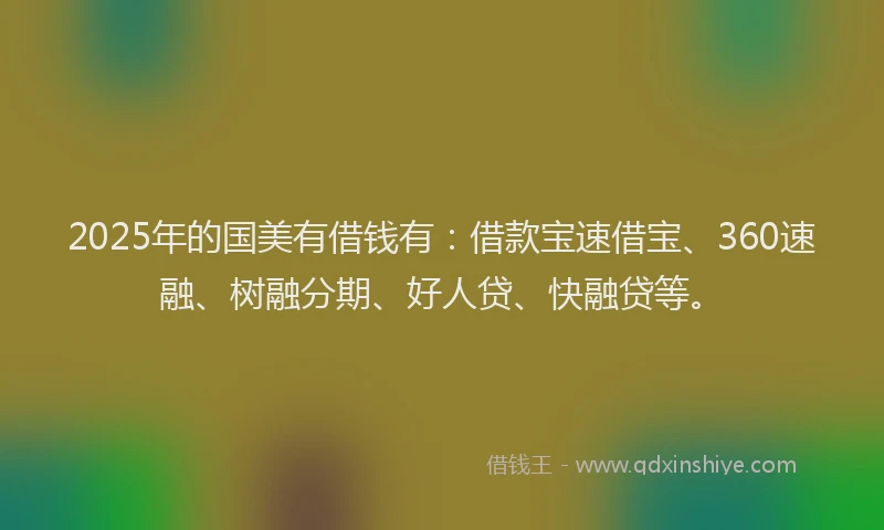 2025年的国美有借钱有：借款宝速借宝、360速融、树融分期、好人贷、快融贷等。