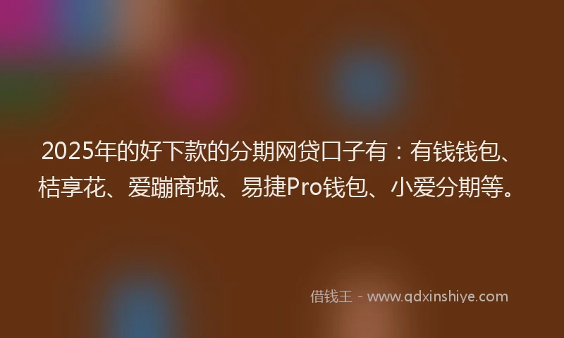 2025年的好下款的分期网贷口子有：有钱钱包、桔享花、爱蹦商城、易捷Pro钱包、小爱分期等。