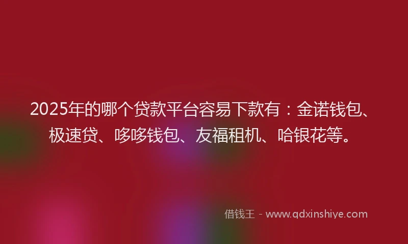 2025年的哪个贷款平台容易下款有：金诺钱包、极速贷、哆哆钱包、友福租机、哈银花等。