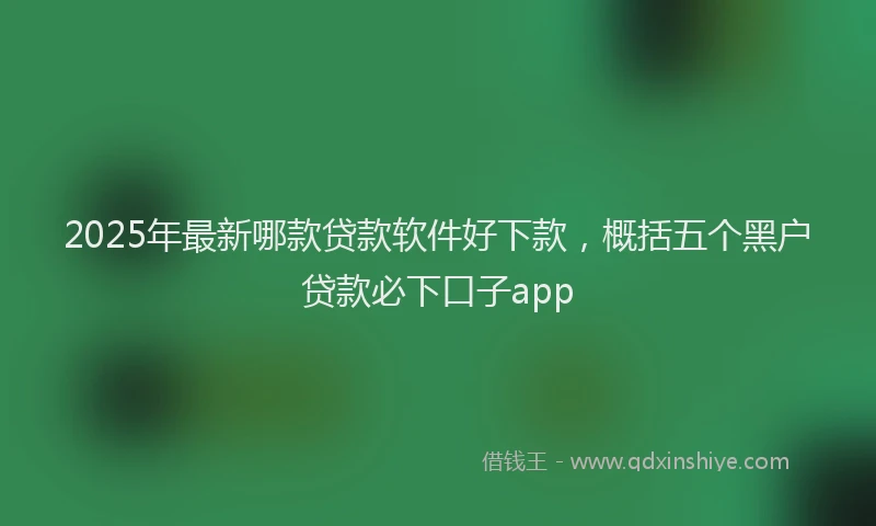 2025年最新哪款贷款软件好下款，概括五个黑户贷款必下口子app