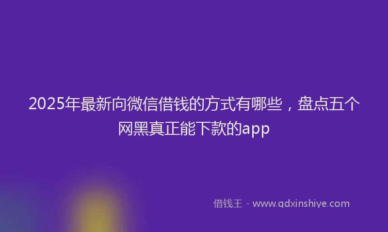 2025年最新向微信借钱的方式有哪些，盘点五个网黑真正能下款的app