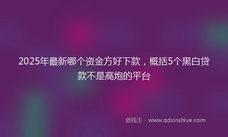 2025年最新哪个资金方好下款，概括5个黑白贷款不是高炮的平台
