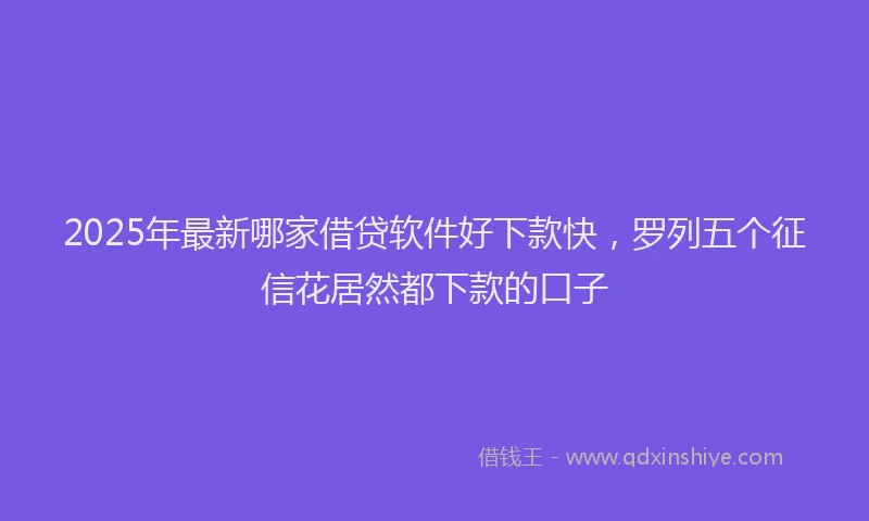 2025年最新哪家借贷软件好下款快，罗列五个征信花居然都下款的口子