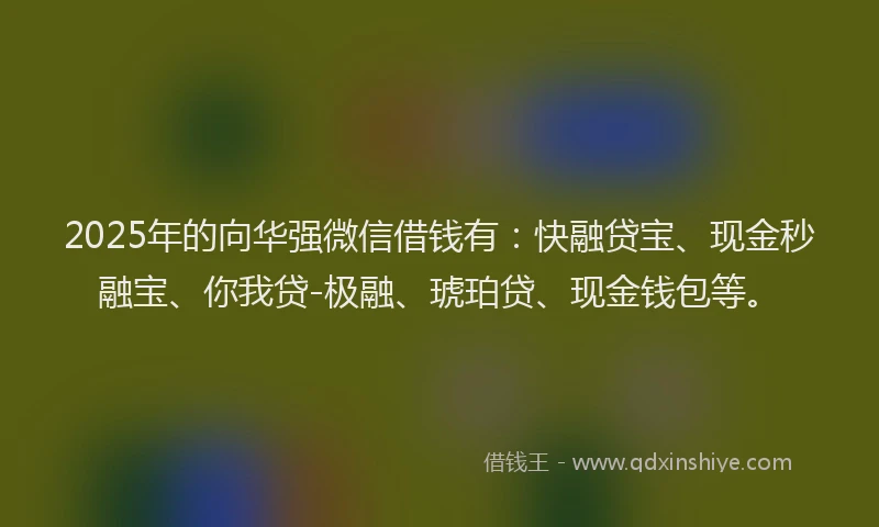 2025年的向华强微信借钱有：快融贷宝、现金秒融宝、你我贷-极融、琥珀贷、现金钱包等。
