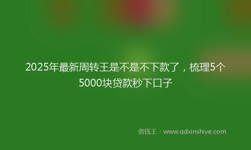 2025年最新周转王是不是不下款了，梳理5个5000块贷款秒下口子