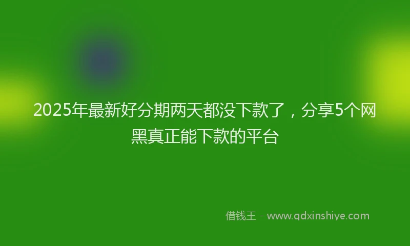 2025年最新好分期两天都没下款了，分享5个网黑真正能下款的平台