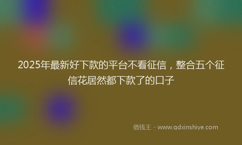2025年最新好下款的平台不看征信，整合五个征信花居然都下款了的口子