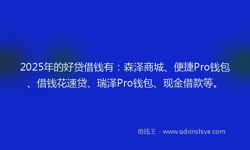 2025年的好贷借钱有：森泽商城、便捷Pro钱包、借钱花速贷、瑞泽Pro钱包、现金借款等。