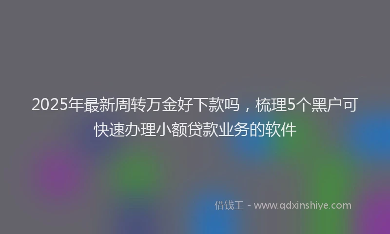 2025年最新周转万金好下款吗，梳理5个黑户可快速办理小额贷款业务的软件