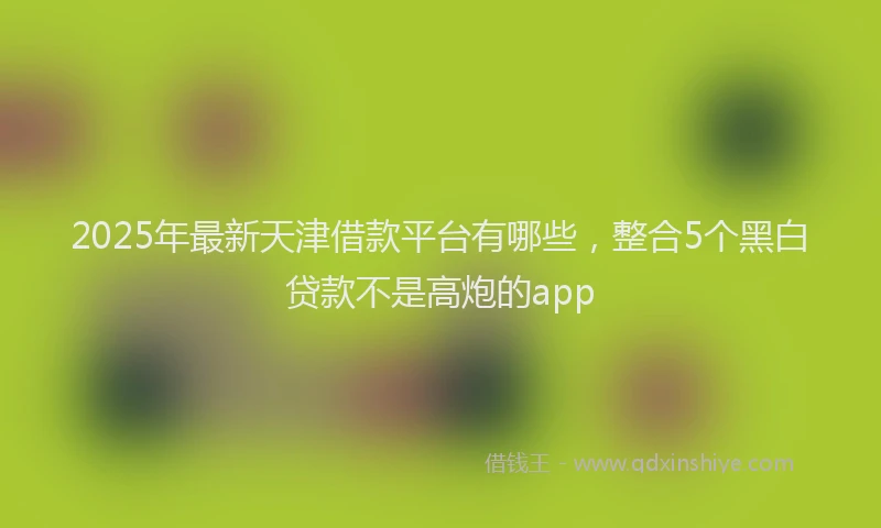 2025年最新天津借款平台有哪些，整合5个黑白贷款不是高炮的app