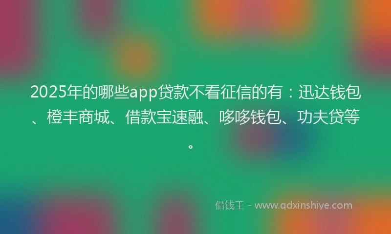 2025年的哪些app贷款不看征信的有：迅达钱包、橙丰商城、借款宝速融、哆哆钱包、功夫贷等。