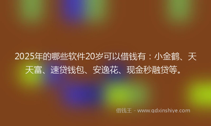 2025年的哪些软件20岁可以借钱有：小金鹤、天天富、速贷钱包、安逸花、现金秒融贷等。