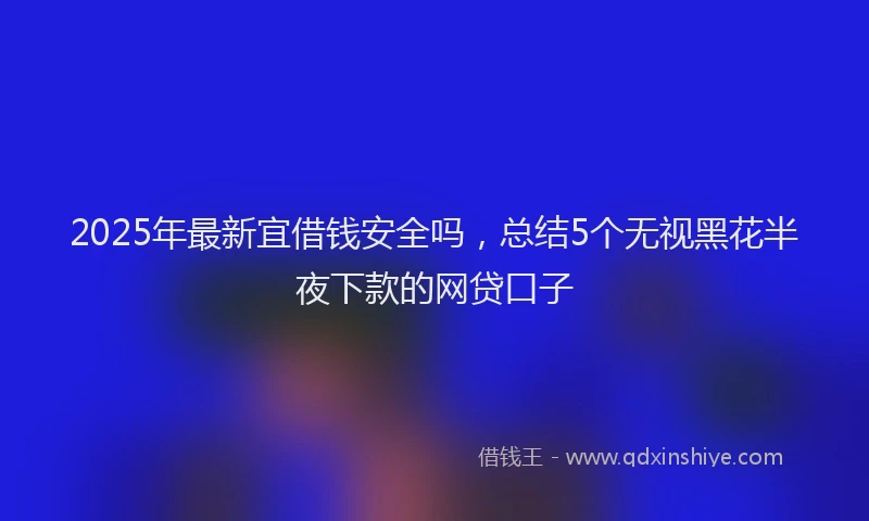 2025年最新宜借钱安全吗，总结5个无视黑花半夜下款的网贷口子