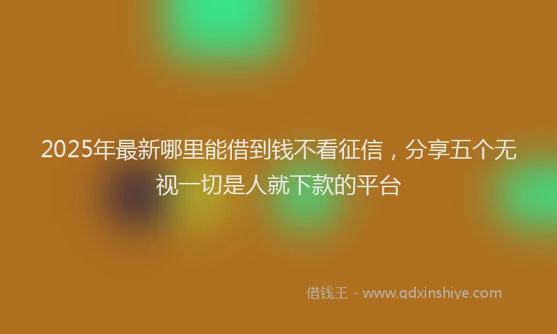 2025年最新哪里能借到钱不看征信，分享五个无视一切是人就下款的平台