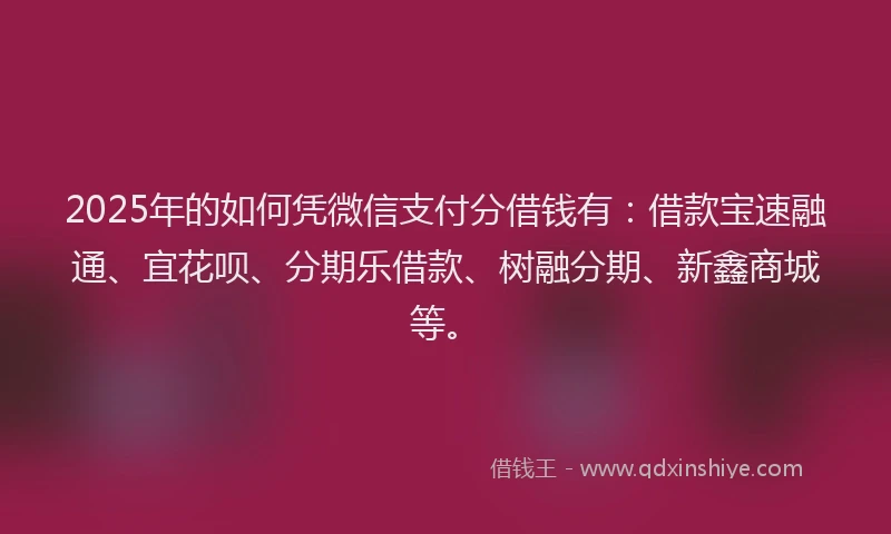 2025年的如何凭微信支付分借钱有：借款宝速融通、宜花呗、分期乐借款、树融分期、新鑫商城等。