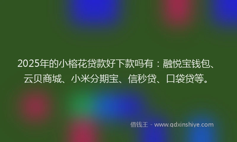 2025年的小榕花贷款好下款吗有：融悦宝钱包、云贝商城、小米分期宝、信秒贷、口袋贷等。