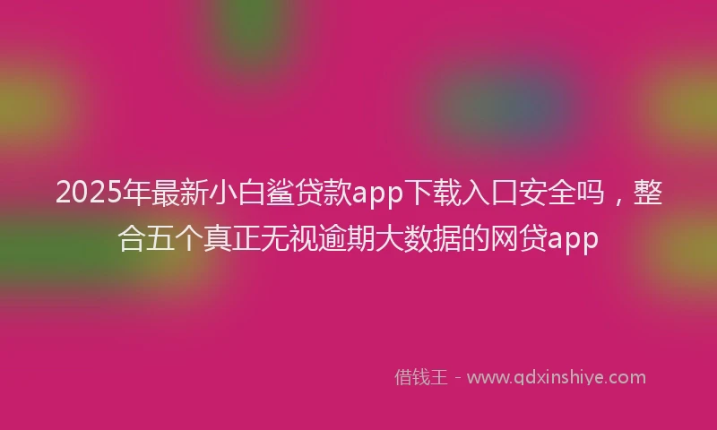 2025年最新小白鲨贷款app下载入口安全吗，整合五个真正无视逾期大数据的网贷app