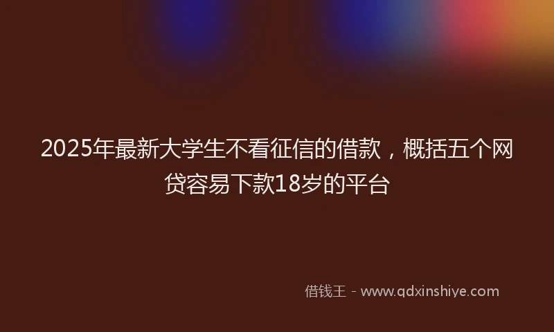 2025年最新大学生不看征信的借款，概括五个网贷容易下款18岁的平台