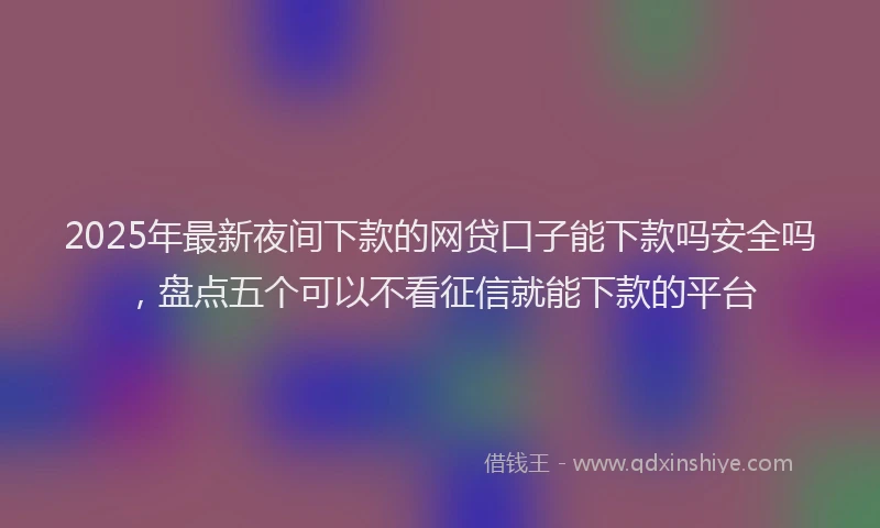 2025年最新夜间下款的网贷口子能下款吗安全吗，盘点五个可以不看征信就能下款的平台