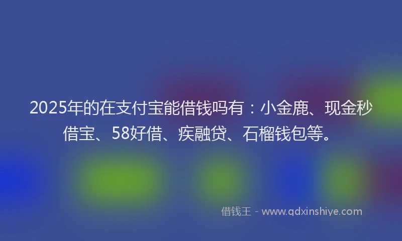 2025年的在支付宝能借钱吗有：小金鹿、现金秒借宝、58好借、疾融贷、石榴钱包等。