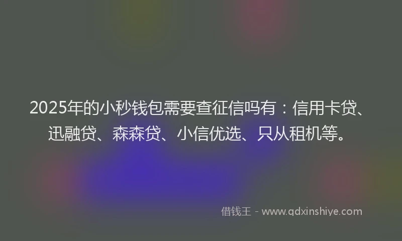 2025年的小秒钱包需要查征信吗有：信用卡贷、迅融贷、森森贷、小信优选、只从租机等。