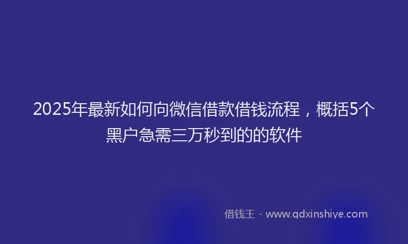 2025年最新如何向微信借款借钱流程，概括5个黑户急需三万秒到的的软件