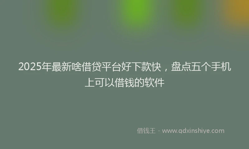2025年最新啥借贷平台好下款快，盘点五个手机上可以借钱的软件