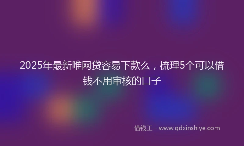 2025年最新唯网贷容易下款么，梳理5个可以借钱不用审核的口子