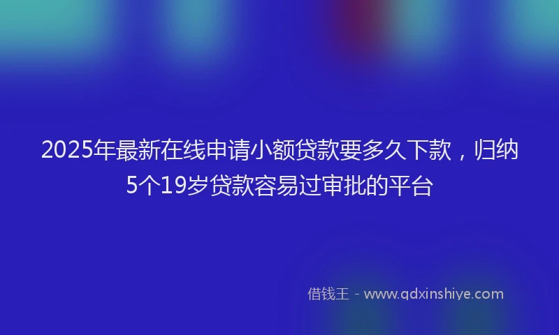 2025年最新在线申请小额贷款要多久下款，归纳5个19岁贷款容易过审批的平台