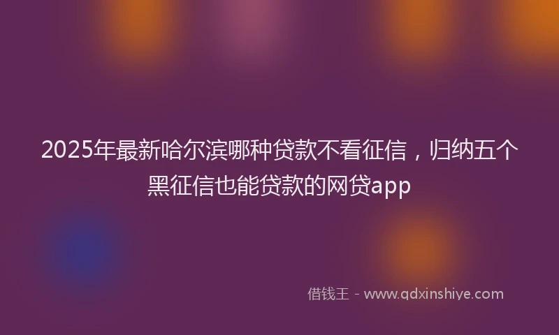 2025年最新哈尔滨哪种贷款不看征信，归纳五个黑征信也能贷款的网贷app