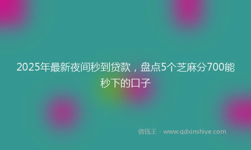 2025年最新夜间秒到贷款，盘点5个芝麻分700能秒下的口子