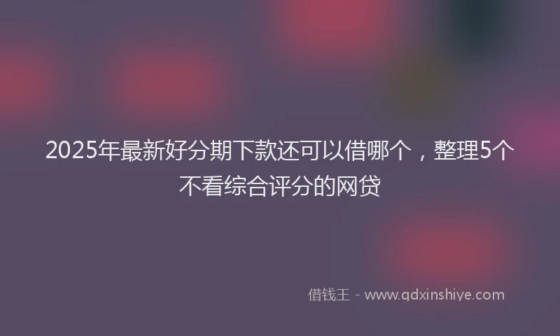2025年最新好分期下款还可以借哪个，整理5个不看综合评分的网贷