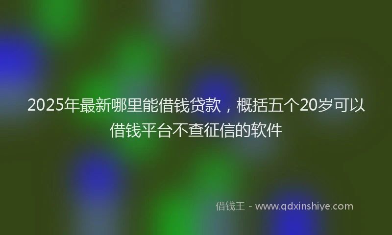 2025年最新哪里能借钱贷款，概括五个20岁可以借钱平台不查征信的软件