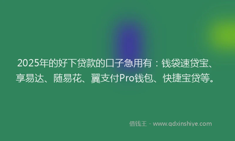 2025年的好下贷款的口子急用有：钱袋速贷宝、享易达、随易花、翼支付Pro钱包、快捷宝贷等。