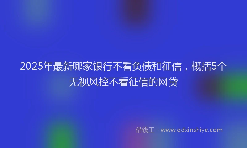 2025年最新哪家银行不看负债和征信，概括5个无视风控不看征信的网贷
