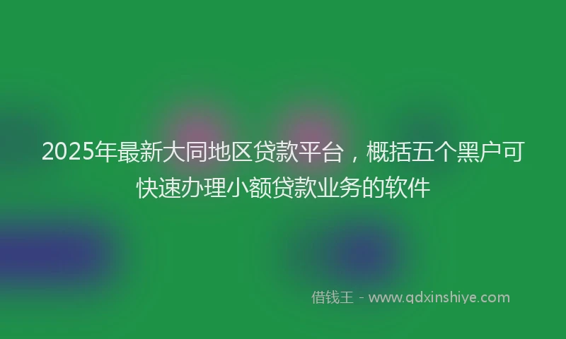 2025年最新大同地区贷款平台，概括五个黑户可快速办理小额贷款业务的软件
