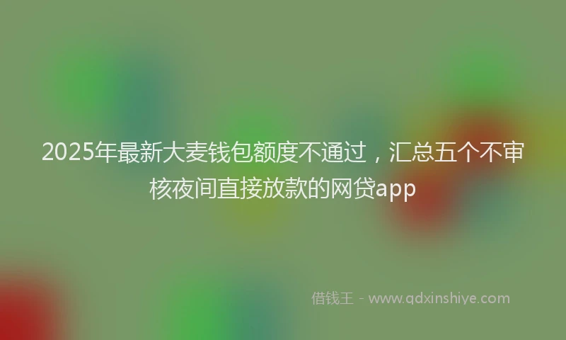 2025年最新大麦钱包额度不通过，汇总五个不审核夜间直接放款的网贷app