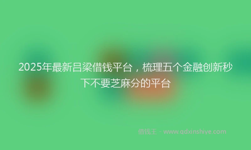 2025年最新吕梁借钱平台，梳理五个金融创新秒下不要芝麻分的平台