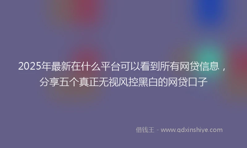 2025年最新在什么平台可以看到所有网贷信息，分享五个真正无视风控黑白的网贷口子