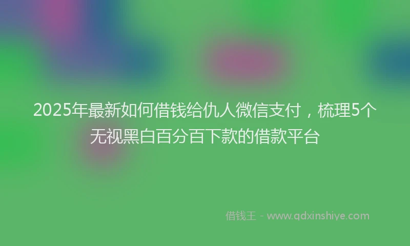 2025年最新如何借钱给仇人微信支付，梳理5个无视黑白百分百下款的借款平台