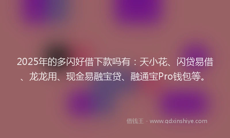 2025年的多闪好借下款吗有：天小花、闪贷易借、龙龙用、现金易融宝贷、融通宝Pro钱包等。
