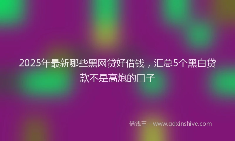 2025年最新哪些黑网贷好借钱，汇总5个黑白贷款不是高炮的口子