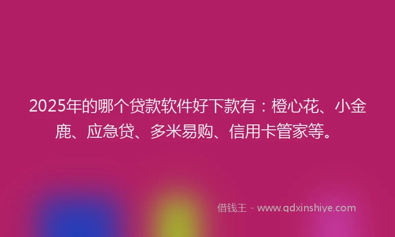 2025年的哪个贷款软件好下款有：橙心花、小金鹿、应急贷、多米易购、信用卡管家等。