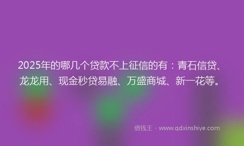 2025年的哪几个贷款不上征信的有：青石信贷、龙龙用、现金秒贷易融、万盛商城、新一花等。