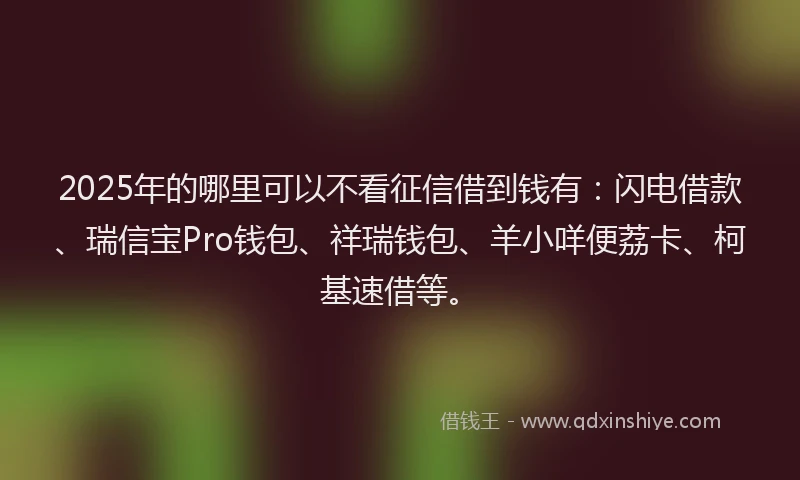 2025年的哪里可以不看征信借到钱有：闪电借款、瑞信宝Pro钱包、祥瑞钱包、羊小咩便荔卡、柯基速借等。