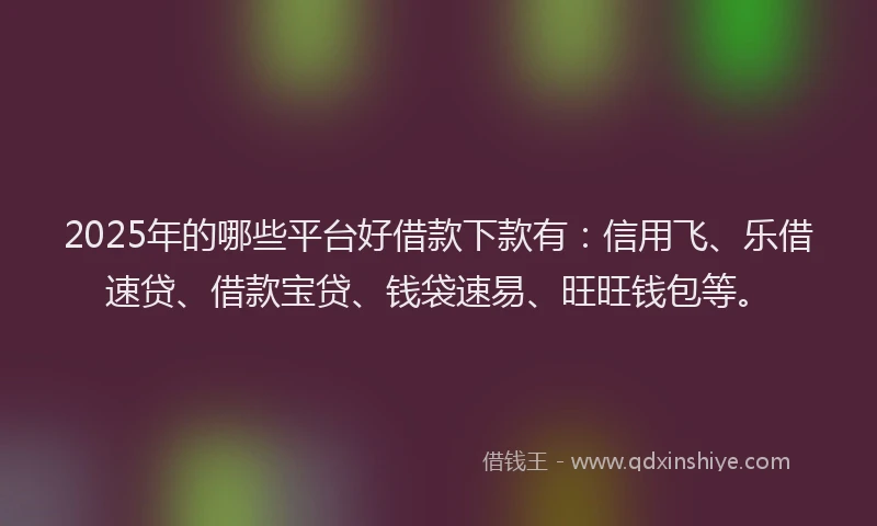 2025年的哪些平台好借款下款有：信用飞、乐借速贷、借款宝贷、钱袋速易、旺旺钱包等。
