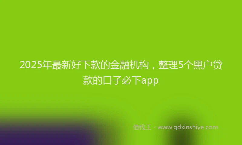 2025年最新好下款的金融机构，整理5个黑户贷款的口子必下app