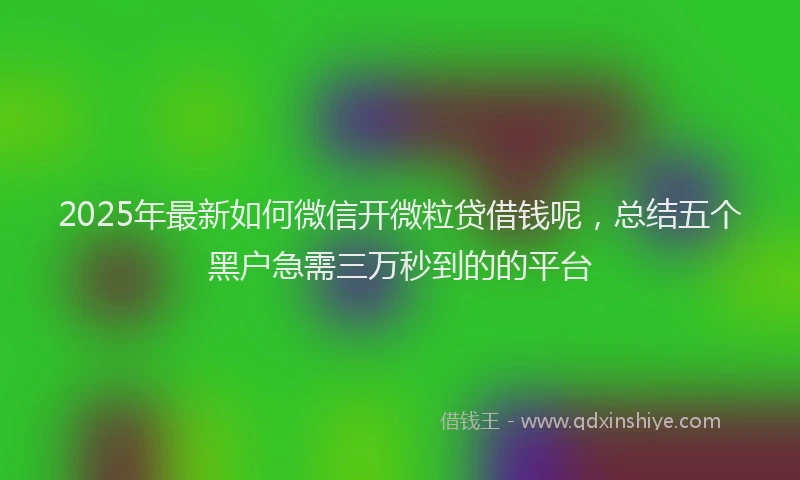 2025年最新如何微信开微粒贷借钱呢，总结五个黑户急需三万秒到的的平台